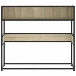 Berkfield Home Decorative Console Table Sonoma Oak 90x35x80 cm Engineered Wood in Light Tan - Size: 90 x 35 x 80 cm - thumbnail 4