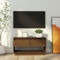 Berkfield Home TV Cabinet Honey Brown 74x34x40 cm Solid Wood Pine - Size: 74 x 34 x 40 cm