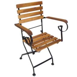 Berkfield Home Folding Garden Chairs 4 pcs Steel & Solid Wood Acacia in Brown - thumbnail 2