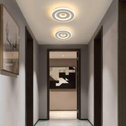 Goeco Ceiling Light LED White, 28W, Modern Round, 3000K, for Hallway Bedroom in White - thumbnail 4