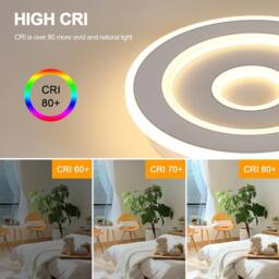 Goeco Ceiling Light LED White, 28W, Modern Round, 3000K, for Hallway Bedroom in White - thumbnail 6
