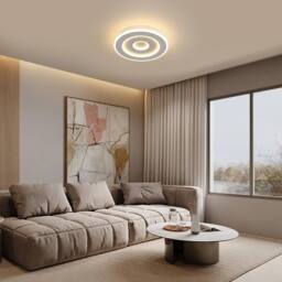 Goeco Ceiling Light LED White, 28W, Modern Round, 3000K, for Hallway Bedroom in White - thumbnail 2