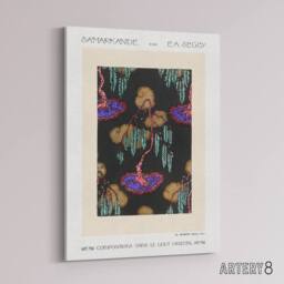 "Artery8 Tree Vibrant Pochoir Pattern Canvas Wall Art Print Eugene Seguy - Size: W18"" x H24""" - thumbnail 2