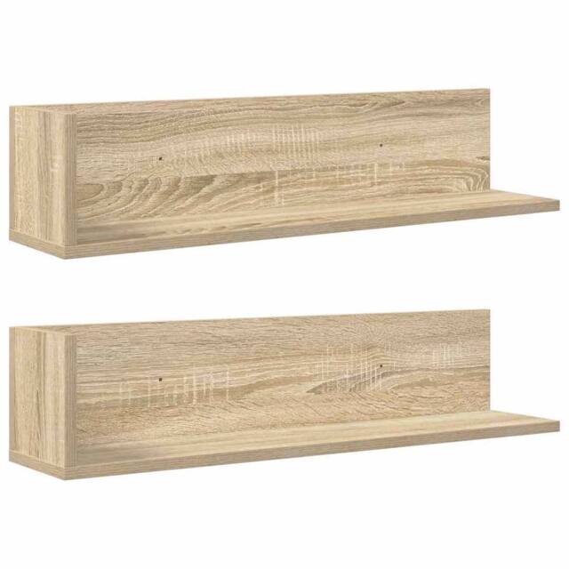 Berkfield Home Wall Shelves 2 pcs Sonoma Oak 75x16.5x16.5 cm Engineered Wood in Light Tan - image 1