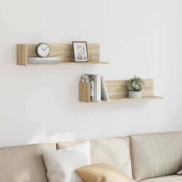 Berkfield Home Wall Shelves 2 pcs Sonoma Oak 75x16.5x16.5 cm Engineered Wood in Light Tan - thumbnail 3