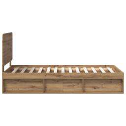 Berkfield Home Bed Frame Artisian Oak 75 x 190 cm Solid Pine Wood in Brown - thumbnail 8