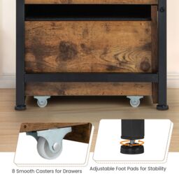 Costway Wooden Storage Ottoman Bench Flip Top Storage Chest w/ 2 Drawers in Brown - thumbnail 9