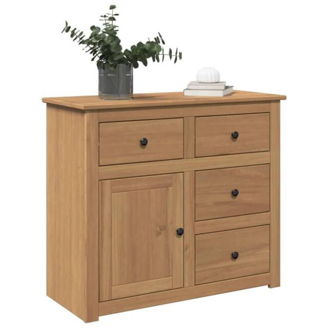 Berkfield Home Sideboard with Drawers Panama 93x40x80 cm Solid Wood Pine in Brown - Size: 93 x 40 x 80 cm - image 1