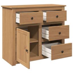 Berkfield Home Sideboard with Drawers Panama 93x40x80 cm Solid Wood Pine in Brown - Size: 93 x 40 x 80 cm - thumbnail 5