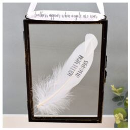 Amaya Rose Ltd With You Always In Memory of Real feather Floating Frame Memorial Gift in Black - thumbnail 1