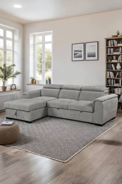 More4Homes Tivoli 3 Seater Fabric Pull Out Sofa Bed in Grey - image 1