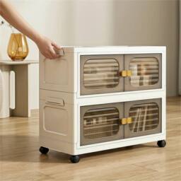 EONLION 2 Ttiers Storage Box Plastic Organizer Container Small Closet Cabinet in White - Size: 1000mm - thumbnail 3