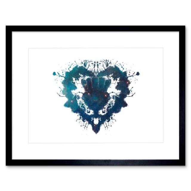 "Wee Blue Coo Ink SpaceThistle Heart Artwork Home Decor 12x16"" Framed Wall Art Print in Blue - Size: W12"" x H16""" - image 1