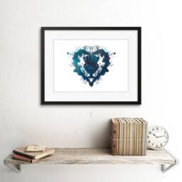 "Wee Blue Coo Ink SpaceThistle Heart Artwork Home Decor 12x16"" Framed Wall Art Print in Blue - Size: W12"" x H16""" - thumbnail 2