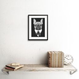 "Artery8 Wall Art Print Bow Tie French Bulldog Drawing Art Framed 9x7 inch in Black - Size: W7"" x H9""" - thumbnail 2