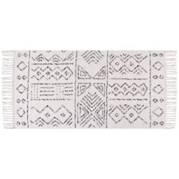 Wyld and Coco Hand-Woven Wool Rug Aztec Off-White Black 80 x 150 cm in White - Size: 80 cm x 150 cm - thumbnail 3