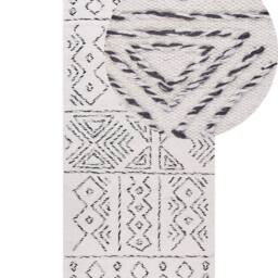 Wyld and Coco Hand-Woven Wool Rug Aztec Off-White Black 80 x 150 cm in White - Size: 80 cm x 150 cm - thumbnail 2