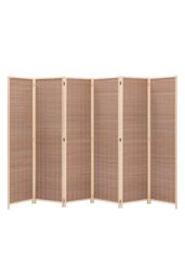Living and Home 6-Panel Bamboo Woven Folding Room Divider in Brown - thumbnail 3