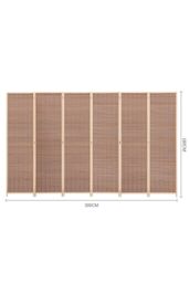 Living and Home 6-Panel Bamboo Woven Folding Room Divider in Brown - thumbnail 2