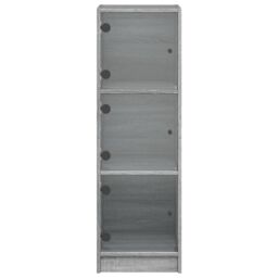 Berkfield Home Highboard with Glass Doors Grey Sonoma 35x37x109 cm - Size: 35 x 37 x 109 cm - thumbnail 6
