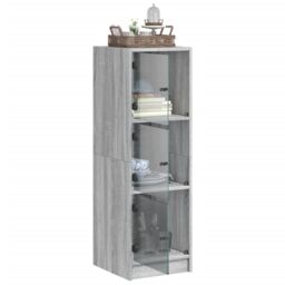 Berkfield Home Highboard with Glass Doors Grey Sonoma 35x37x109 cm - Size: 35 x 37 x 109 cm - thumbnail 5