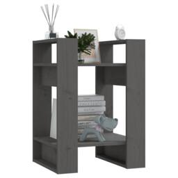 Berkfield Home Book Cabinet/Room Divider Grey 41x35x57 cm Solid Wood Pine - Size: 41 x 35 x 57 cm - thumbnail 7