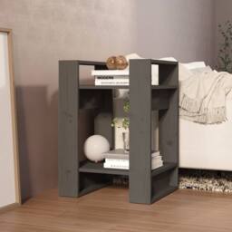 Berkfield Home Book Cabinet/Room Divider Grey 41x35x57 cm Solid Wood Pine - Size: 41 x 35 x 57 cm - thumbnail 6