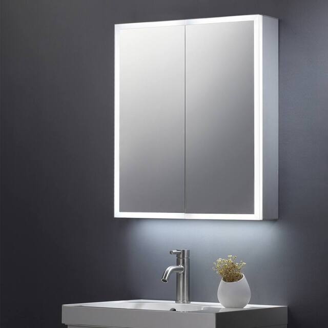 Bathroom Kingdom Bethany Illuminated LED Mirror Cabinet 600x700mm in Silver - image 1
