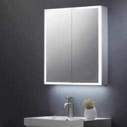 Bathroom Kingdom Bethany Illuminated LED Mirror Cabinet 600x700mm in Silver