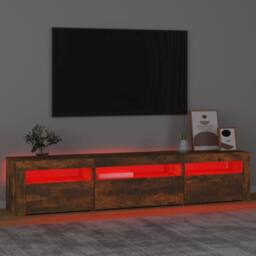 Berkfield Home TV Cabinet with LED Lights Smoked Oak 195x35x40 cm in Brown - Size: 195 x 35 x 40 cm - thumbnail 5