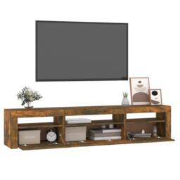 Berkfield Home TV Cabinet with LED Lights Smoked Oak 195x35x40 cm in Brown - Size: 195 x 35 x 40 cm - thumbnail 6