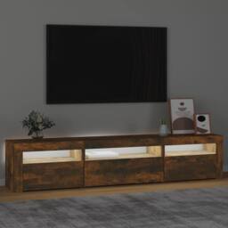 Berkfield Home TV Cabinet with LED Lights Smoked Oak 195x35x40 cm in Brown - Size: 195 x 35 x 40 cm - thumbnail 3