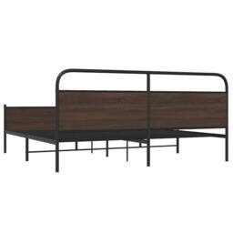 Berkfield Home Metal Bed Frame without Mattress Brown Oak 200x200 cm - thumbnail 7