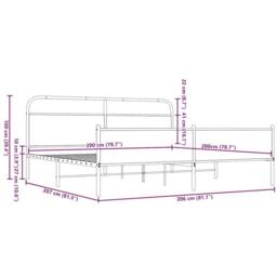 Berkfield Home Metal Bed Frame without Mattress Brown Oak 200x200 cm - thumbnail 9