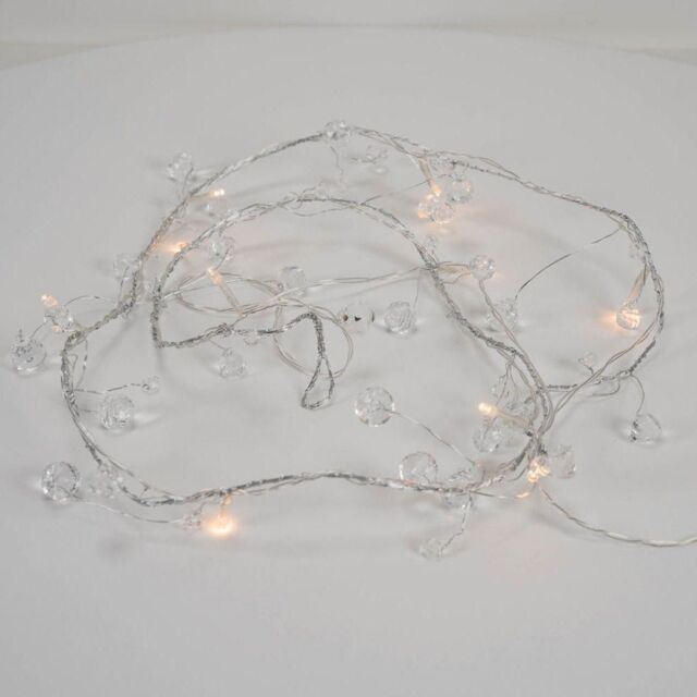 ValueLights Indoor Plastic Diamond Gems Christmas String Lights 10 Warm White Bulbs - image 1