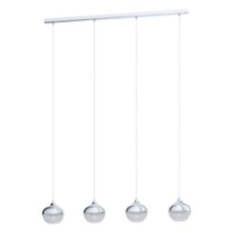 Loops Pendant Light Colour Chrome Shade Granille White Clear Plastic Bulb E14 4x25W - thumbnail 1