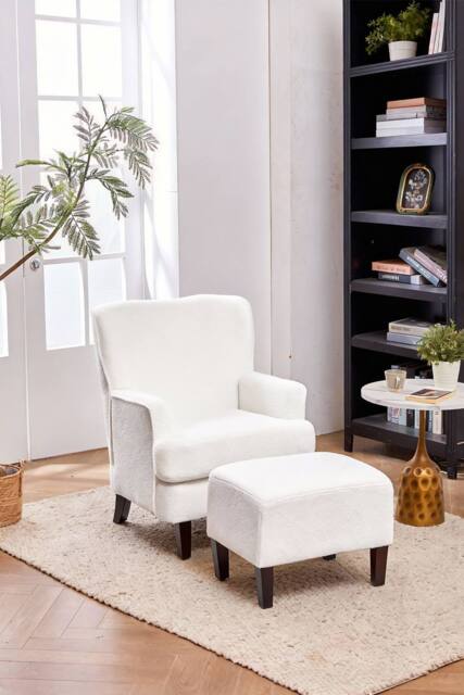 Living and Home Modern Teddy Upholstered Armchair in White - image 1