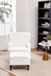 Living and Home Modern Teddy Upholstered Armchair in White - thumbnail 2