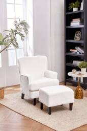 Living and Home Modern Teddy Upholstered Armchair in White - thumbnail 1
