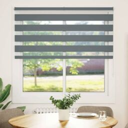 Berkfield Home Zebra Blind Dark Grey 150x100 cm Fabric Width 145.9 cm Polyester - thumbnail 2