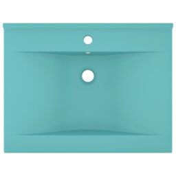 Berkfield Home Luxury Basin with Faucet Hole Matt Light Green 60x46 cm Ceramic - thumbnail 3