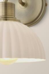 ValueLights Bourton Pair of Cream Ribbed Dome Wall Lights & Bulbs in Gold - thumbnail 5