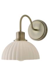 ValueLights Bourton Pair of Cream Ribbed Dome Wall Lights & Bulbs in Gold - thumbnail 7