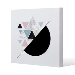 Benjamin Tate Design Triangles & Semi Circle Pattern Slim Style Canvas Print 60x60cm in Natural - Size: 60x60 cm - thumbnail 1