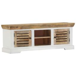 Berkfield Home TV Cabinet 110x30x40 cm Solid Wood Mango in Brown - Size: 110 x 30 x 40 cm - thumbnail 1