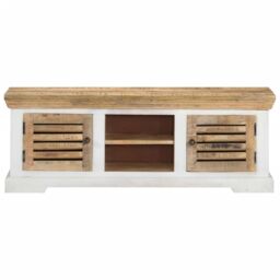 Berkfield Home TV Cabinet 110x30x40 cm Solid Wood Mango in Brown - Size: 110 x 30 x 40 cm - thumbnail 2