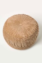 Homescapes Sofia Pleated Velvet Pouffe in Taupe - thumbnail 5
