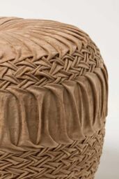 Homescapes Sofia Pleated Velvet Pouffe in Taupe - thumbnail 4