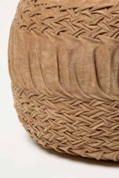 Homescapes Sofia Pleated Velvet Pouffe in Taupe - thumbnail 3