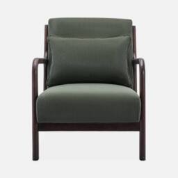 sweeek Scandi-style Armchair In Fine Corduroy & Hevea Wood in Green - thumbnail 2